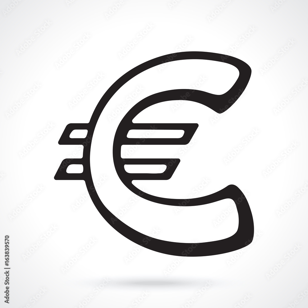 Obraz premium Silhouette of European euro sign. Vector illustration. The symbol of world currencies. Design element for menus, showcases, wallpapers and interfaces