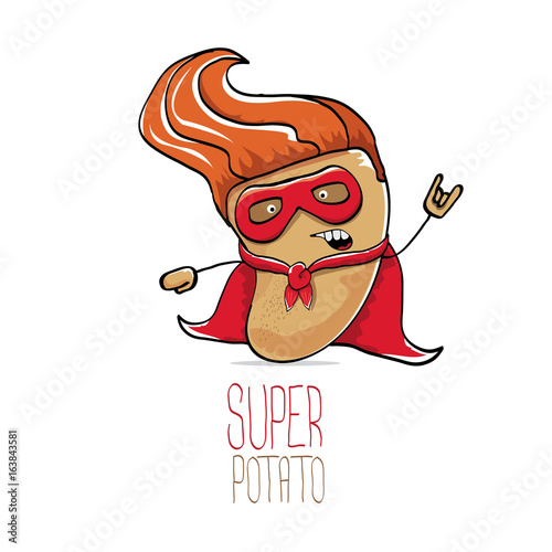 vector funny cartoon cute brown super potato