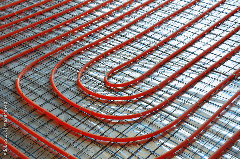 Fototapeta premium Warm floor. The laying process