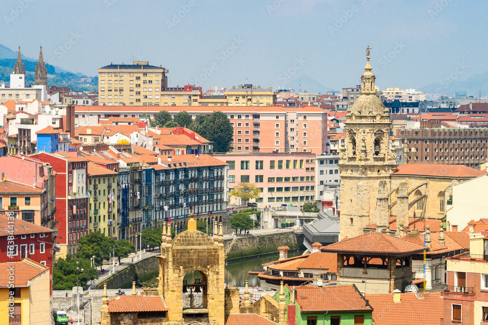 panoramic view of Bilbao old town, Spain