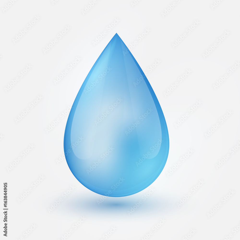 Blue shiny single water drop isolated Blue shiny single water drop isolated