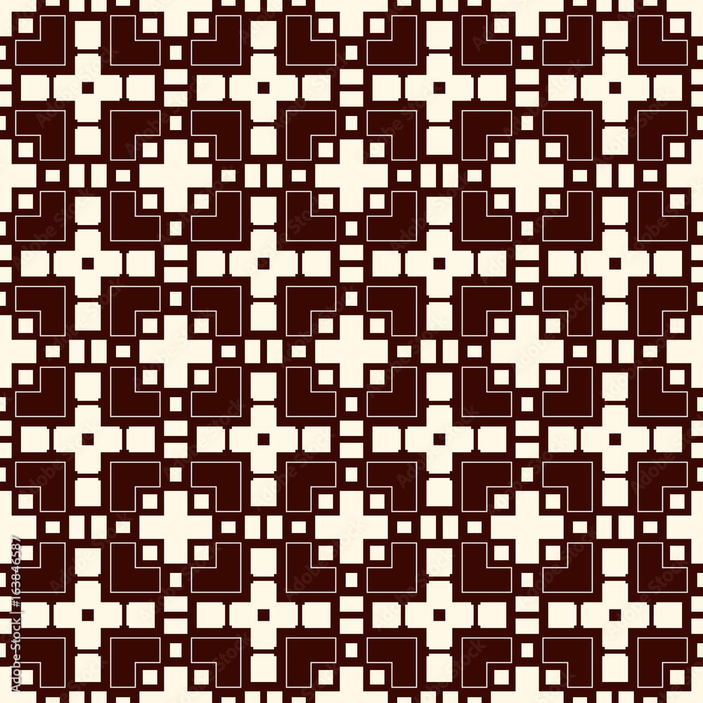 Outline seamless pattern with geometric figures. Repeated squares and rhombuses ornamental abstract background.