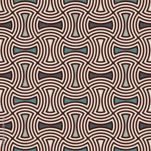 Apple core quilts texture. Bow tie motif. Seamless surface pattern design with interlocking axehead figures.