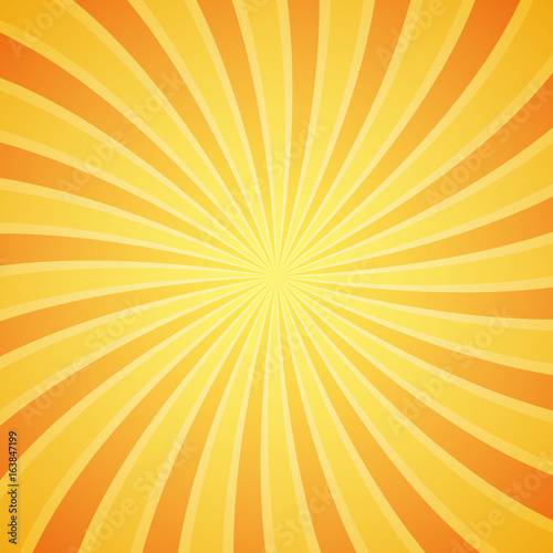 Yellow grunge sunbeam background. Sun rays abstract wallpaper. Surface pattern design with symmetrical lines ornament.