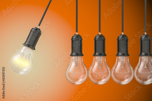 Pendulum from lightbulbs, 3D rendering