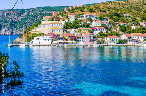 Assos village in beautiful azure cove in Kefalonia, Greece