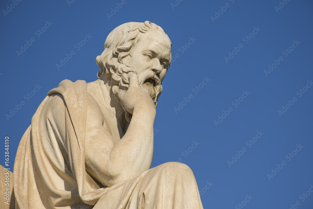 Statue of the Greek philosopher Socrates in front of the Academy of Athens, Greece