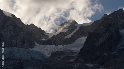 Windy Mountain Range. Mont Blanc Massif in the Italy, Europe.