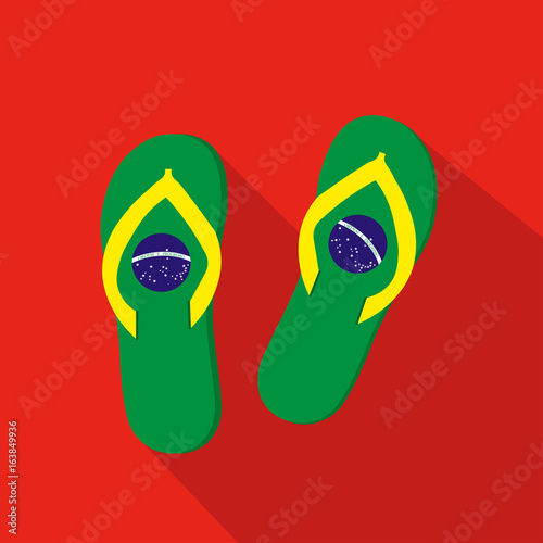 Slippers flat cartoon icon. Brazil. Vector illustration