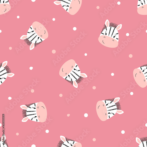Cute zebras pattern. Vector seamless background for kids. Baby print.