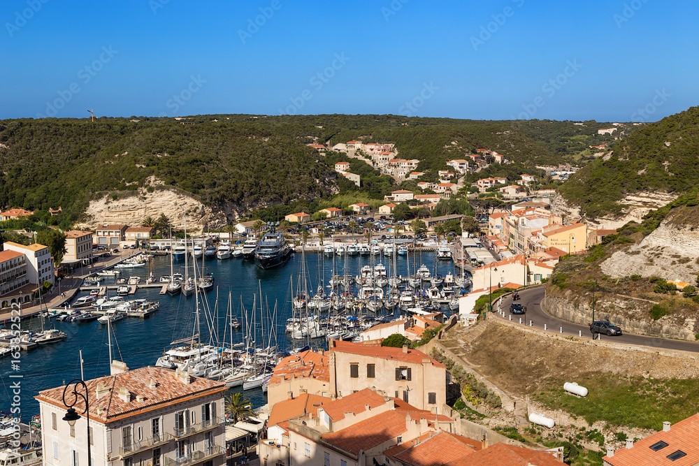 Corsica, France. Picturesque view of the yachting port of Bonifacio