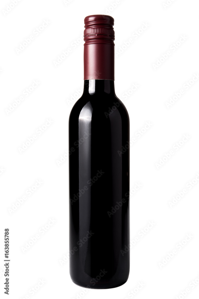 Red wine in bottle., Isolated on a white background. Red wine in bottle., Isolated on a white background.