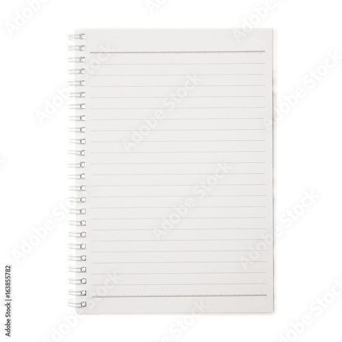 Blank notebook isolated on white background.