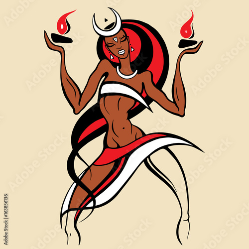 Woman dancing with fire.