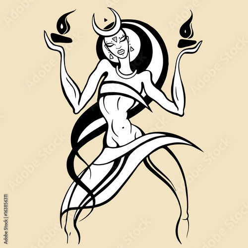 Woman dancing with fire.