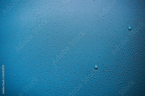 water drops on the blue back ground