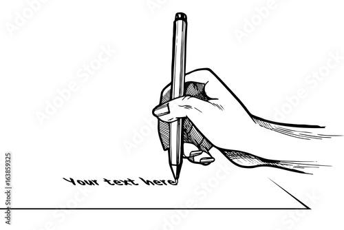 Hand writing or signing something on a sheet of paper