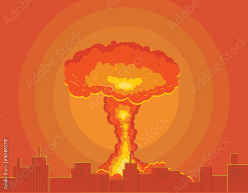 Nuclear bomb blowing up a city vector
