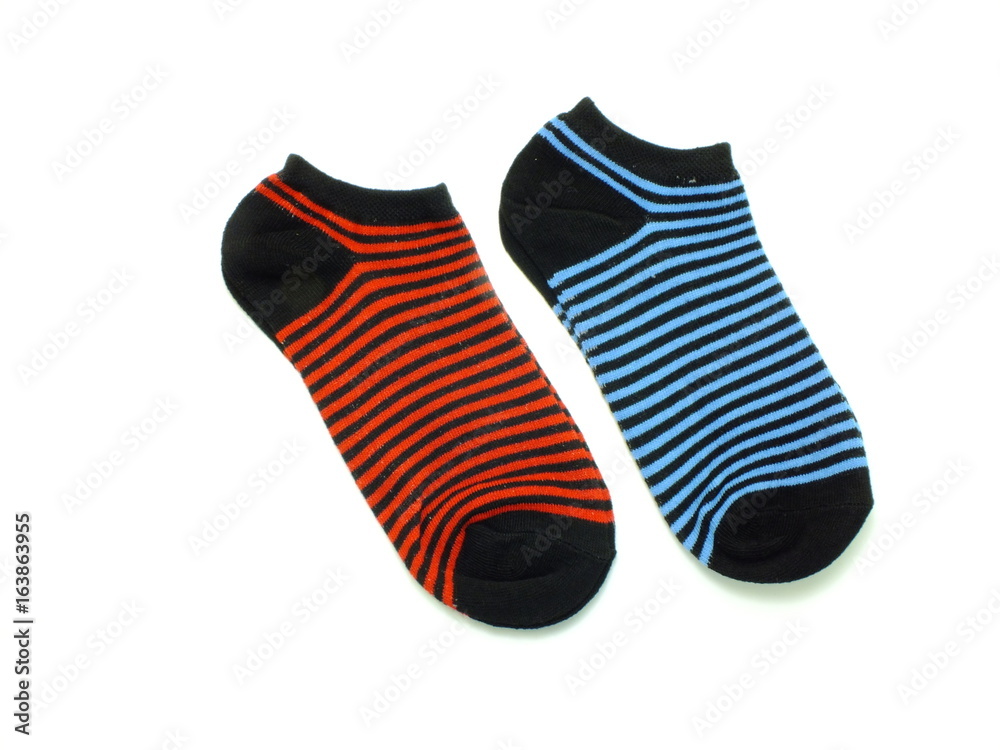 set of several multi colored socks isolated on white background set of several multi colored socks isolated on white background