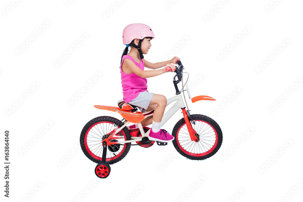 Asian Chinese little girl riding bicycle Asian Chinese little girl riding bicycle