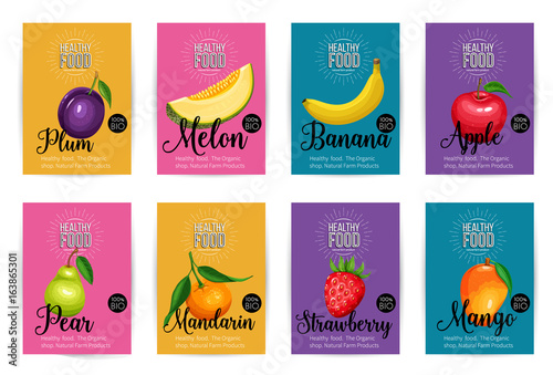 Set of vector banners with fruits