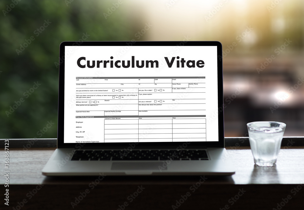 Fototapeta premium CV - Curriculum Vitae (Job interview concept with business CV resume) , BUSINESS OFFICE BUSINESSMAN WORKING application job