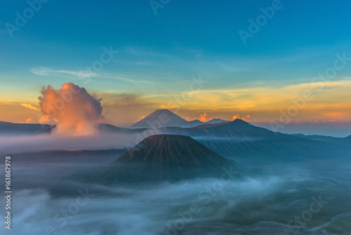 Mount Bromo volcano (Gunung Bromo) during sunrise from viewpoint in Bromo Tengger Semeru National Park, East Java, Indonesia © CasanoWa Stutio