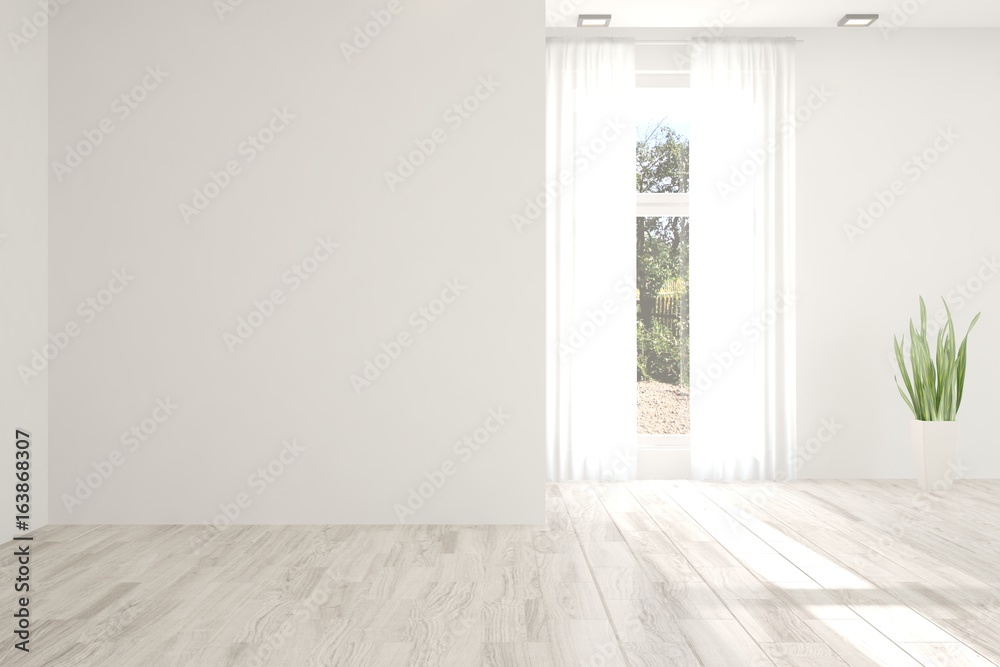 Fototapeta premium White empty room. Scandinavian interior design. 3D illustration