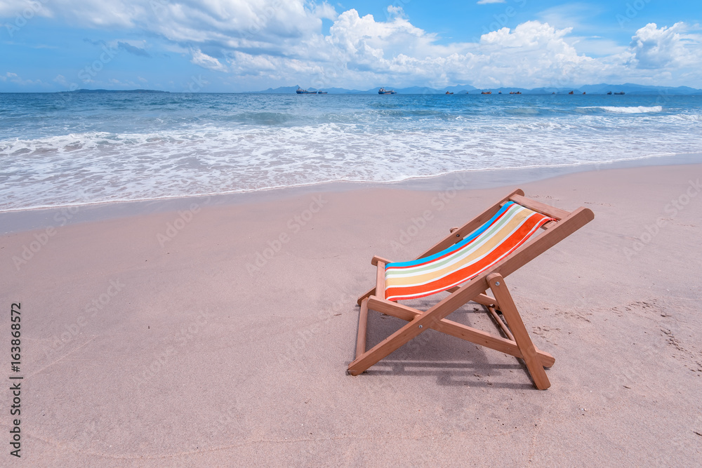 Deck chair at the tropical beach Deck chair at the tropical beach