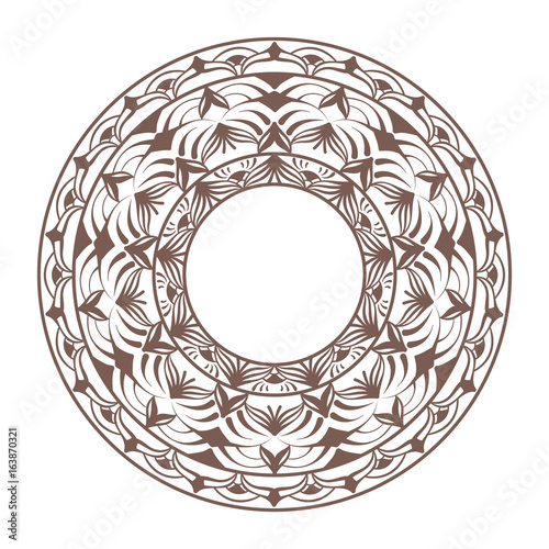 Mandala frame ornament. Round template. Decorative element  can be used for greeting card, wedding invitation, yoga poster, coloring book.. Doodle emblem.