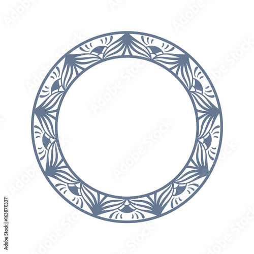 Mandala frame ornament. Round template. Decorative element  can be used for greeting card, wedding invitation, yoga poster, coloring book.. Doodle emblem.
