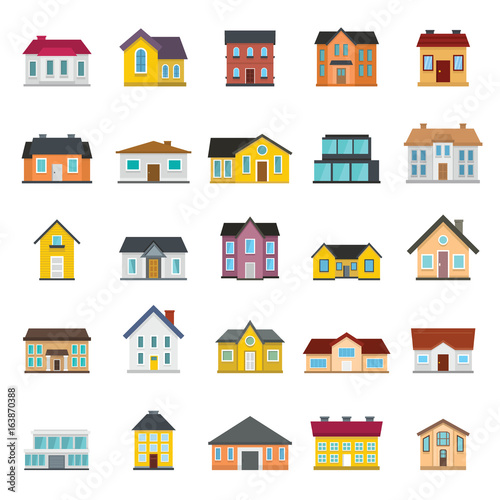 Set houses, buildings, and architecture variations in flat style