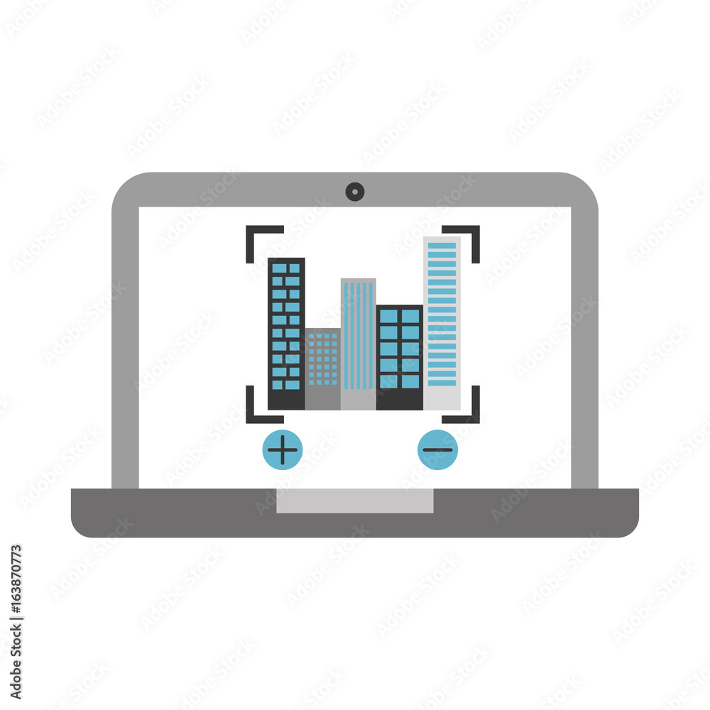 laptop with buildings cityscape scene vector illustration design laptop with buildings cityscape scene vector illustration design