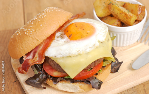 Homemmade Hamburger with Egg photo