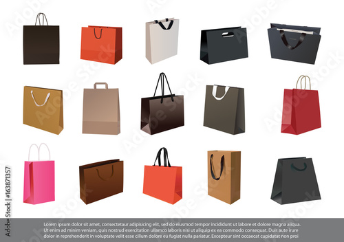 Set of empty paper shopping bag