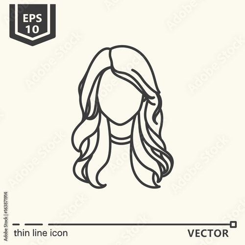 Thin line icon - girl
