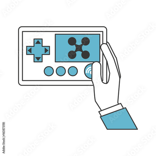 hands human with Drone remote control icon vector illustration design