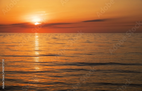 Beautiful sunset over the ocean. Sunrise in the sea