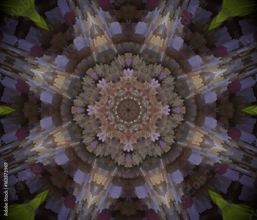 Abstract extruded mandala 3D illustration