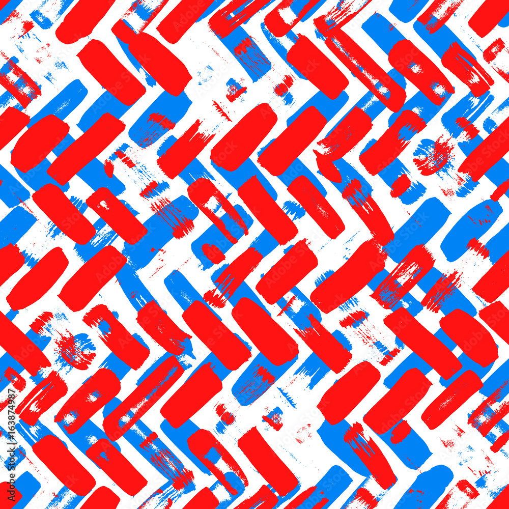 Naklejka premium Herringbone seamless pattern with brush strokes