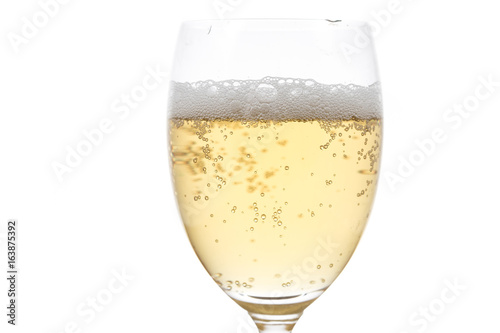 beer in a glass on white background