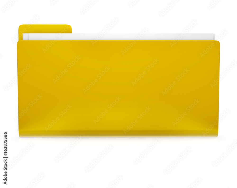 Yellow folder with documents isolated on white background Yellow folder with documents isolated on white background