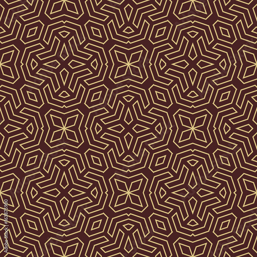 Seamless brown and golden background for your designs. Modern ornament. Geometric abstract pattern