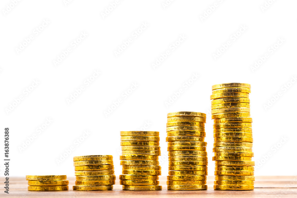 gold coin stack isolated on white background gold coin stack isolated on white background
