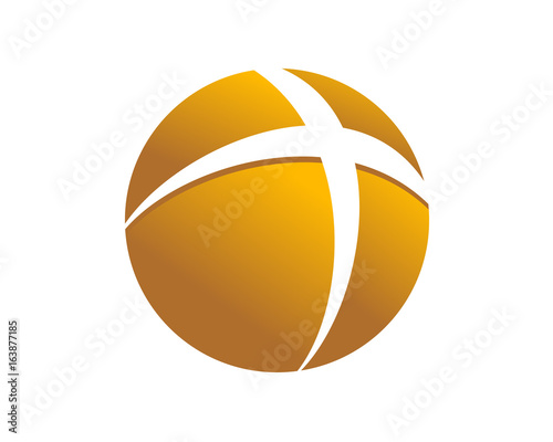 Golden Circular Cross Globe Logo