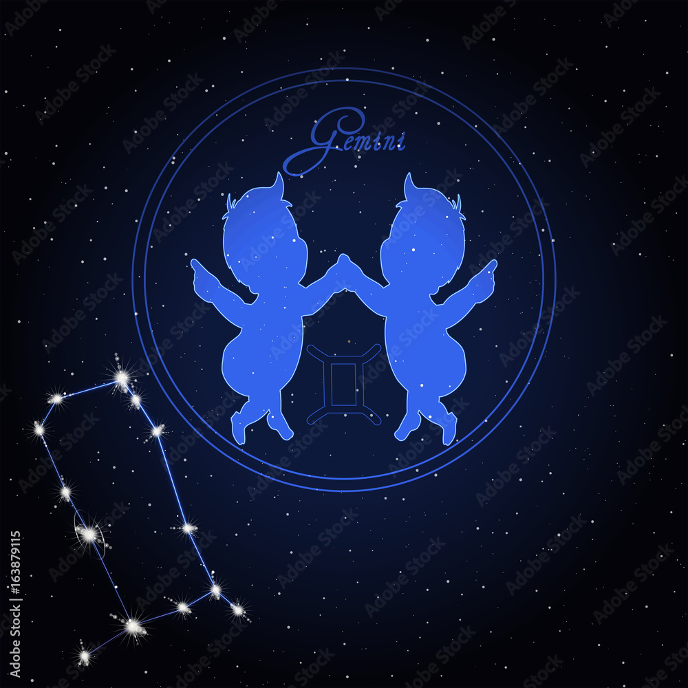 Naklejka premium Gemini Astrology constellation of the zodiac