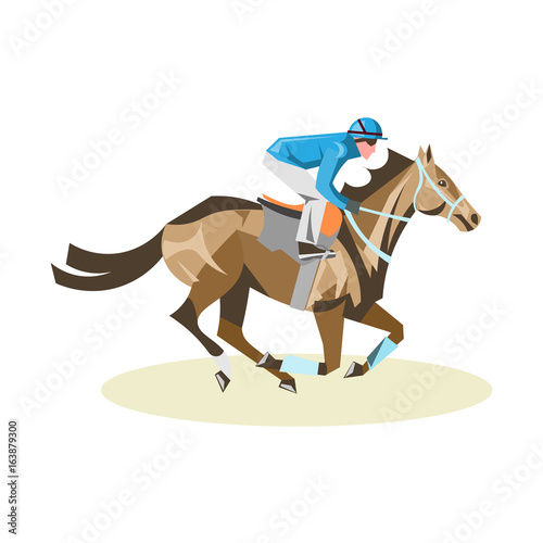 Jockey on white horse.