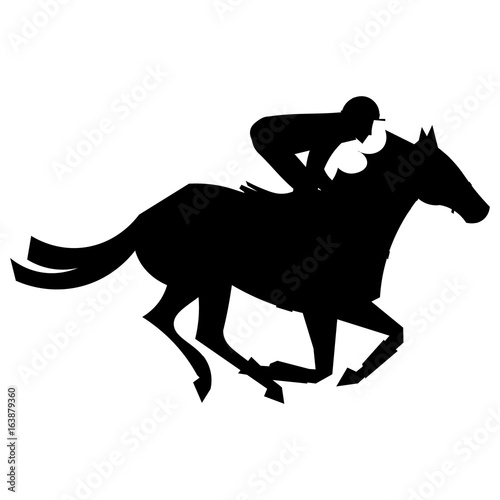Jockey riding on horseback.