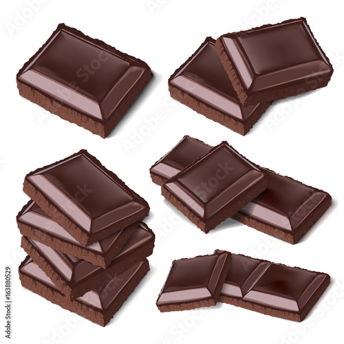 Set of piece chopped chocolate candy