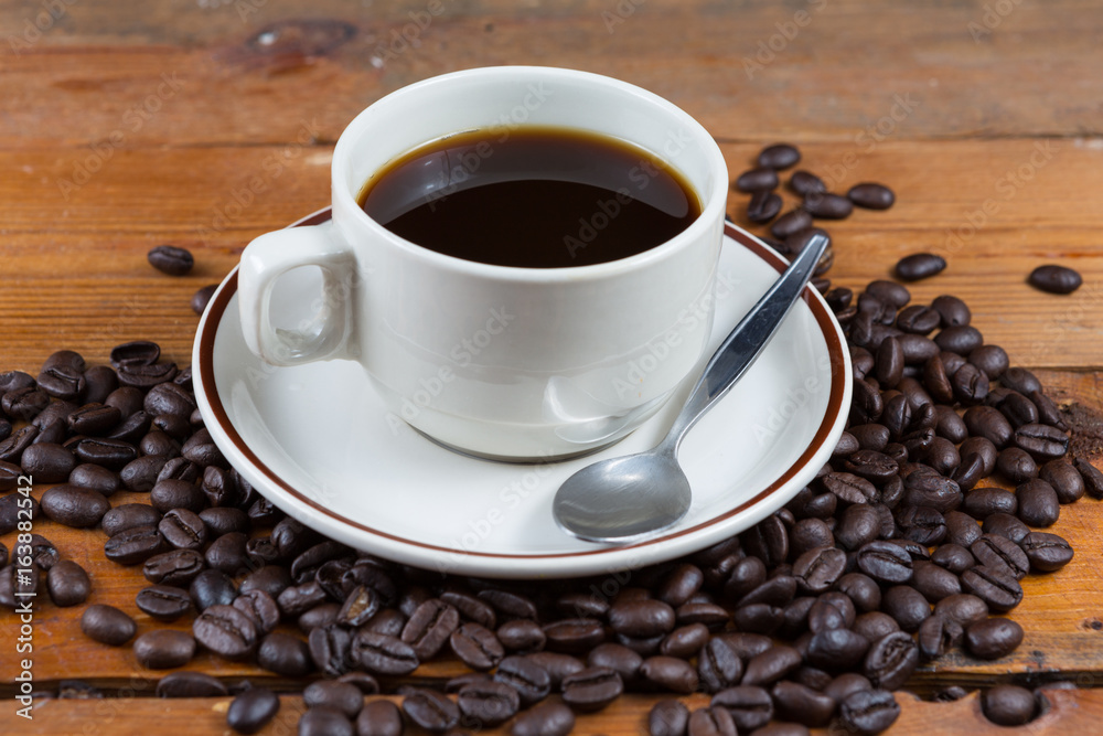 Coffee on wooden table Coffee on wooden table
